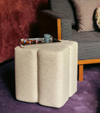 Fiori Pouf in Cream Woven Fabric