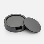 Tao Leather Coaster Set of 6 with Holder (Blue)