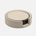 Tao Leather Coaster Set of 6 with Holder (Off White)