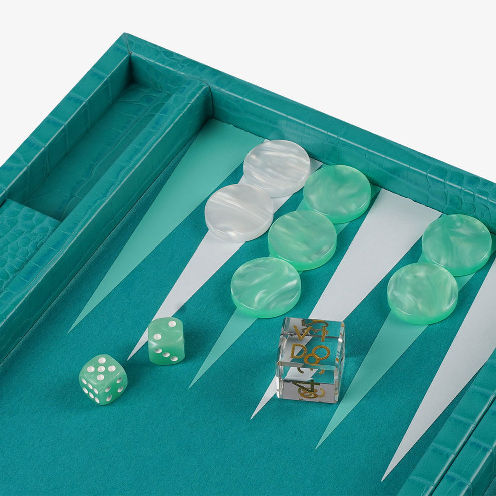 Teal Alligator Medium Backgammon