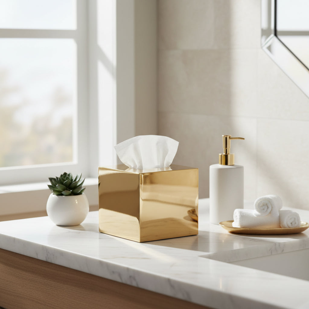 علبة مناديل مربعة - ذهب عيار 24