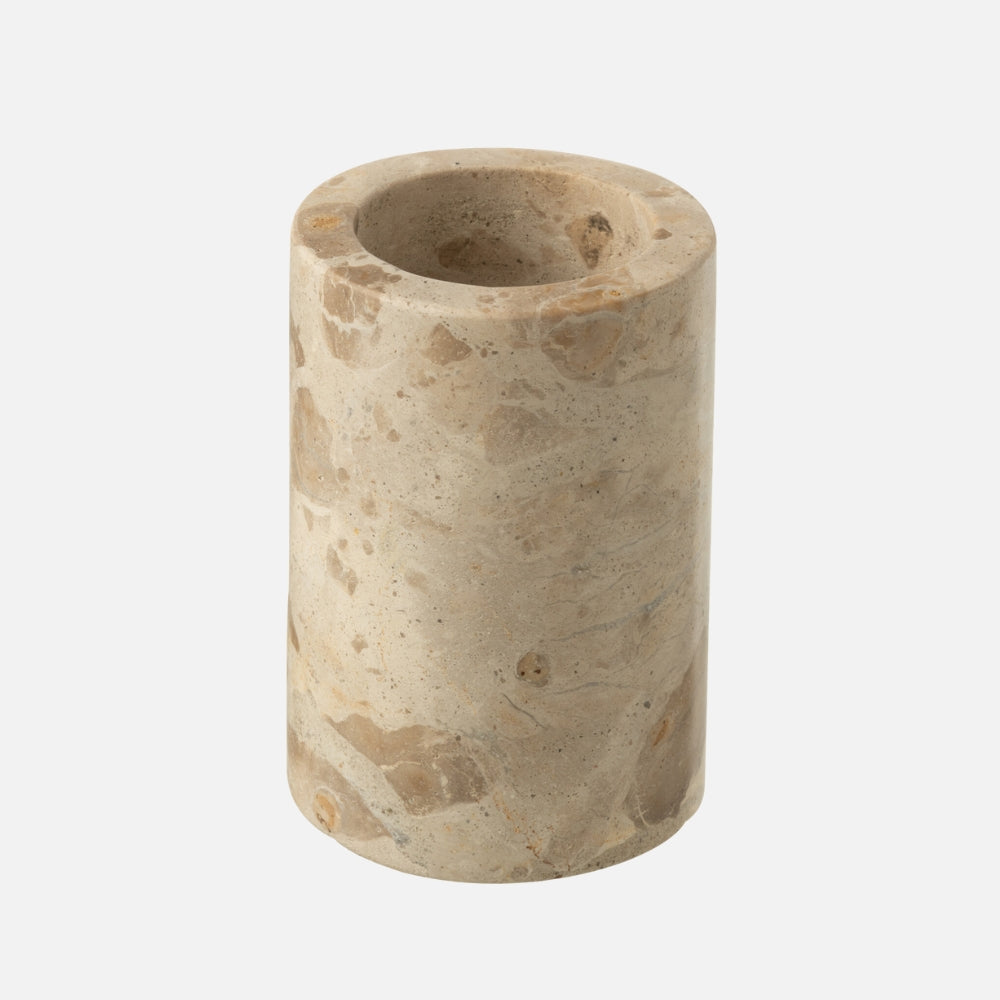 Marble Toothbrush Holder – Beige Cylinder
