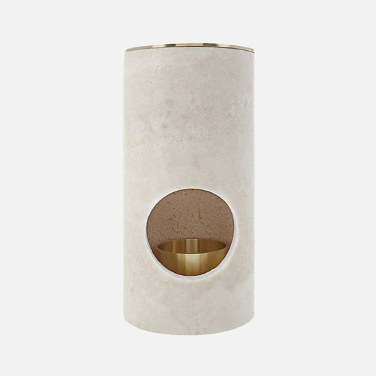 Travertine Oil Burner – Brass Bowl &amp; Tealight Base