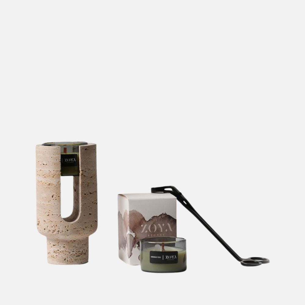 Travertine Scented Candle Holder Set