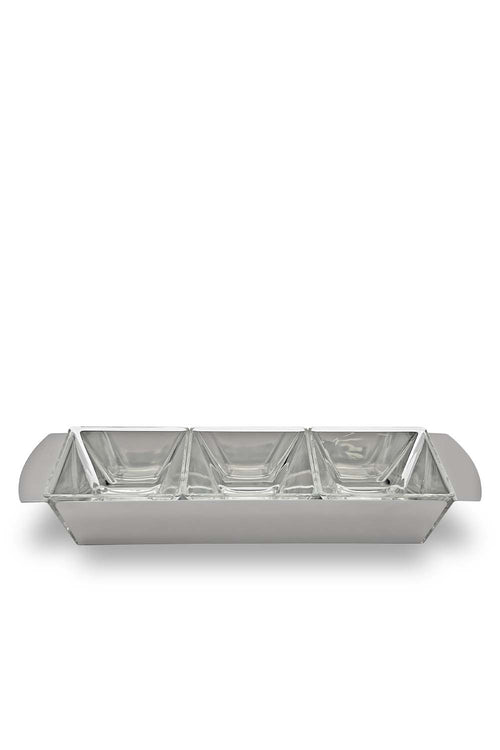 Trisma 3 Setion Serving Plate, Silver