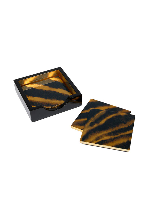 Caspari Lacquer coaster set-Go wild