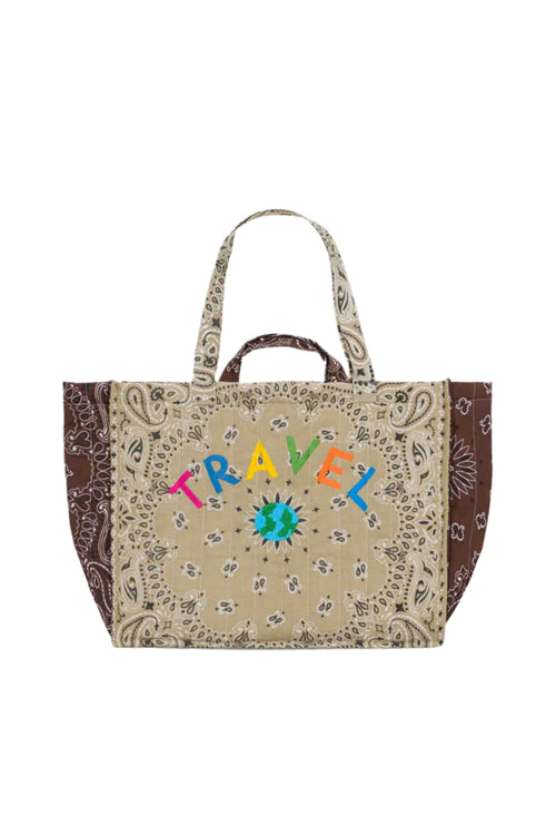 Call It Tds - Maxi Cabas Matelassé - Travel/ Mapmonde Beige / Marron Tote Bag