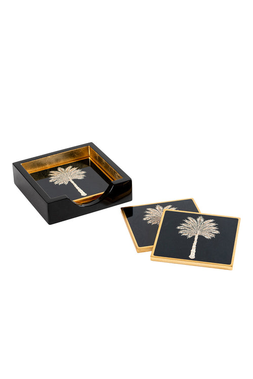 Caspari Lacquer coaster set-Black Gr