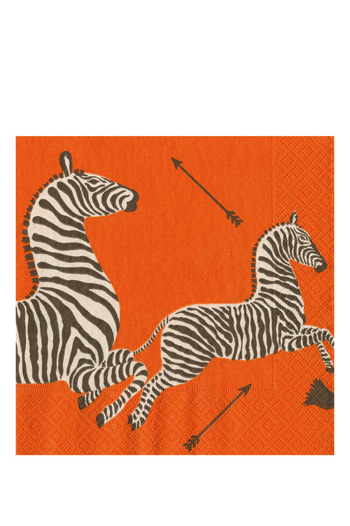 Caspari Napkin-Orange  Zebras for Celebrate__x0026__Gift