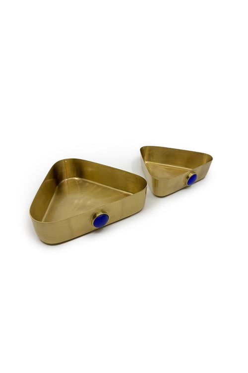 Triangle Snack Bowls, Blue, Set of 2