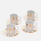 Uzbek Coffee Cups – Set of 4 Porcelain with Saucers