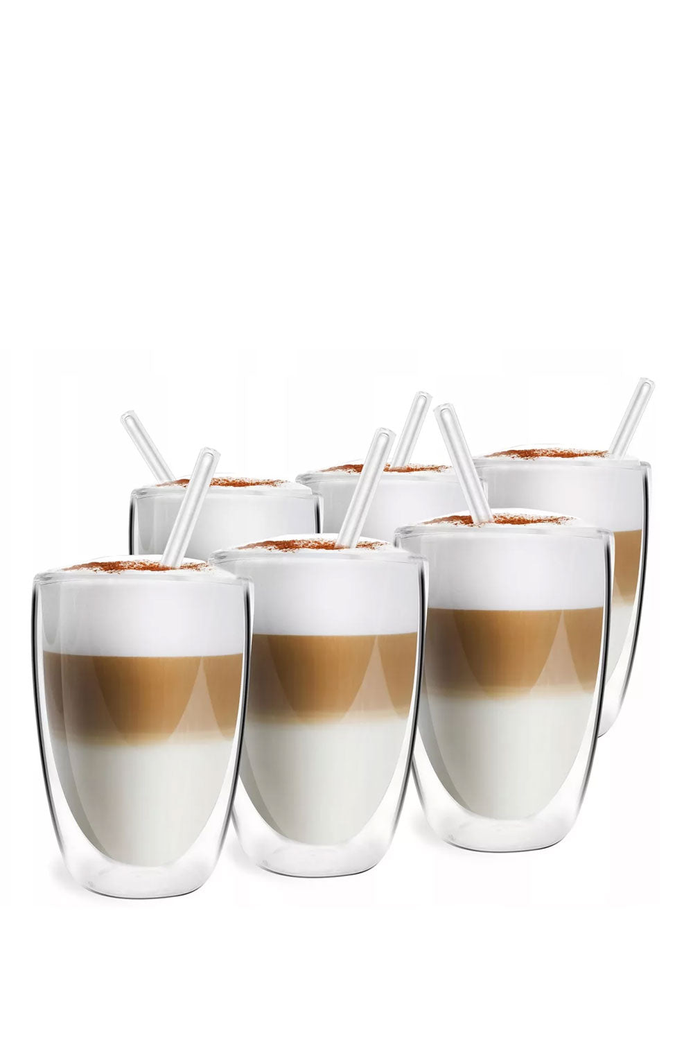 Vita Double Wall Glasses with Straws, 350 ml, Set of 6