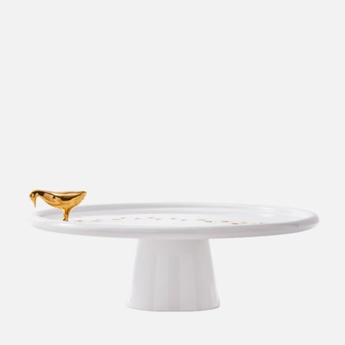 Walking Duck Plate – White/Gold Ceramic Serveware