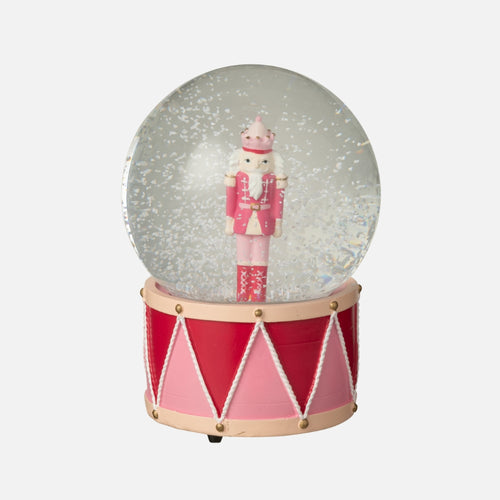 Water Globe Nutcracker – White & Pink Christmas Decoration