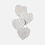 White Marble Heart Coasters – Set of 4