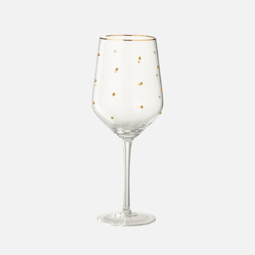 Gold Dotted Wine Glass – Transparent Luxury Glassware (550ml)