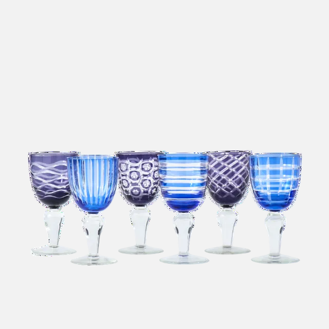 Pols Cobalt Mix Wine Glasses – (Set of 6)