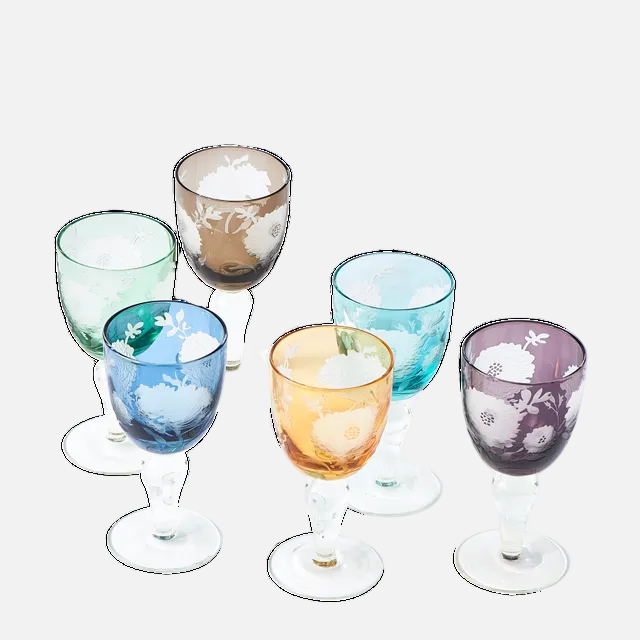 Peony Multicolour Wine Glasses – Set of 6