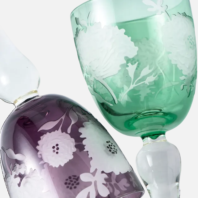 Peony Multicolour Wine Glasses – Set of 6