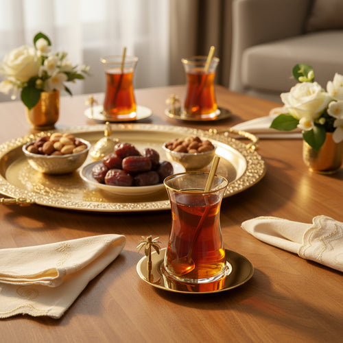 3D Gold Palm Espresso Cups with Gold Saucer – Set of 6