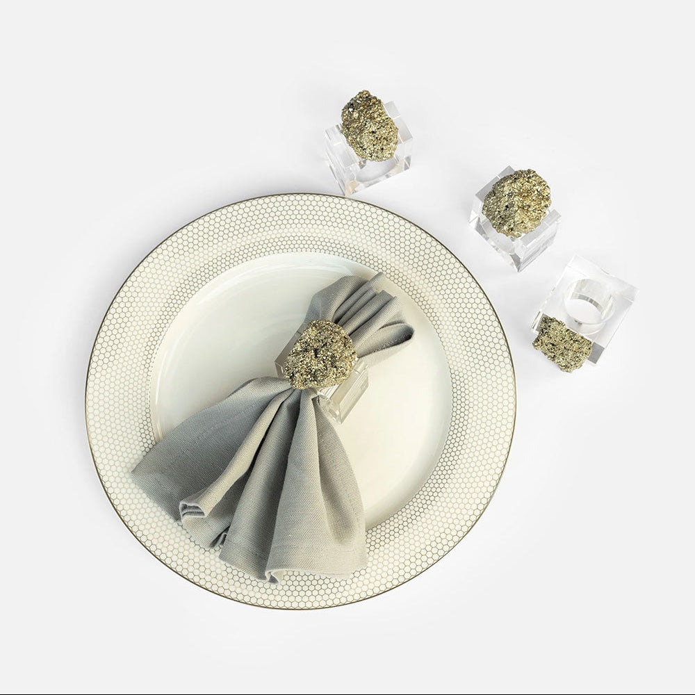 White Quartz Napkin Rings, Set of 4