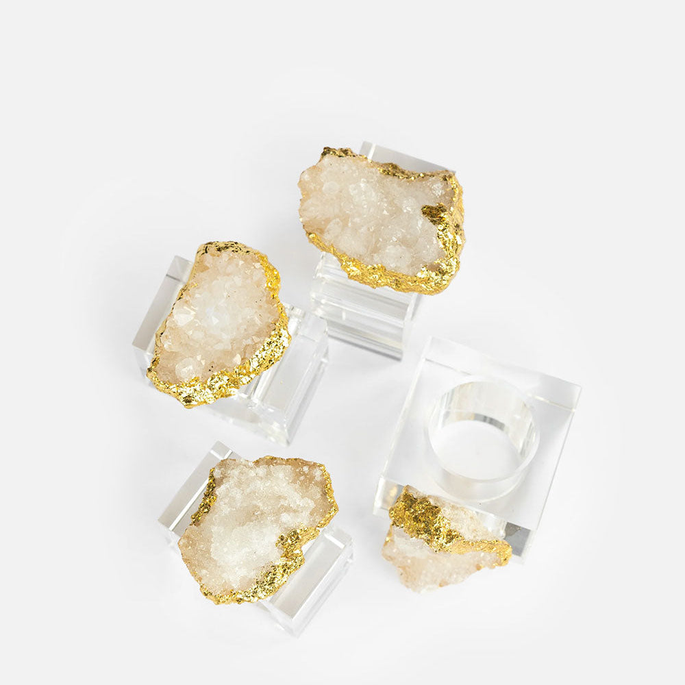 White Quartz Napkin Rings, Set of 4