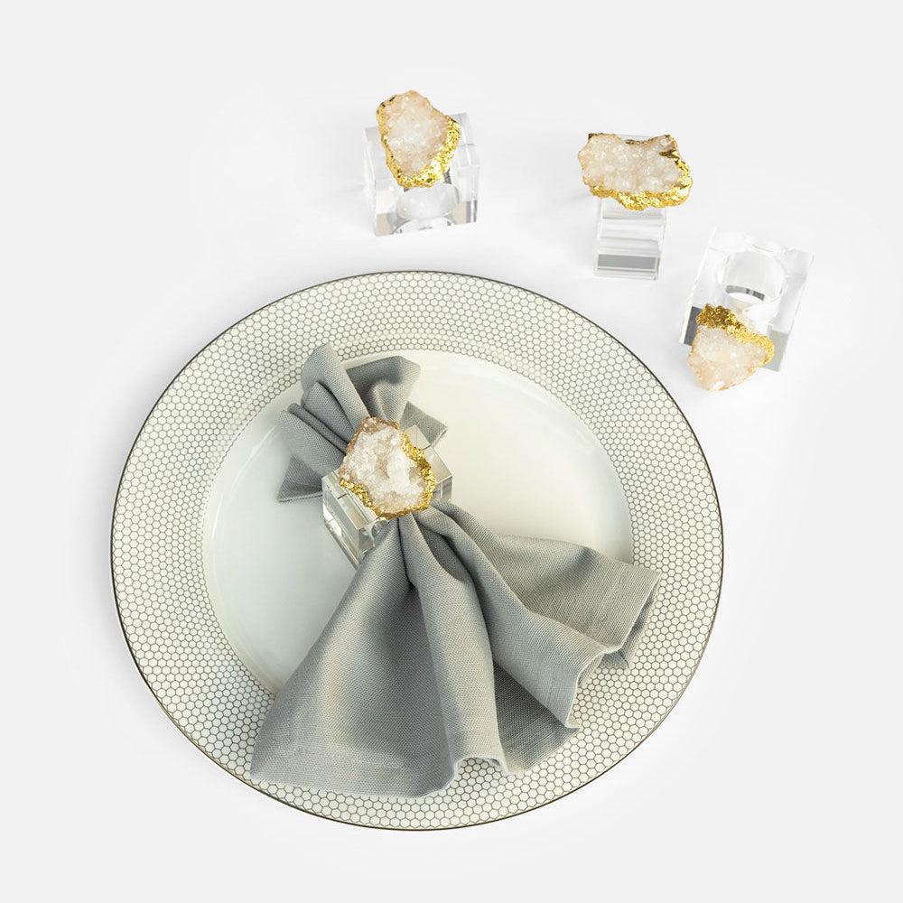 White Quartz Napkin Rings, Set of 4