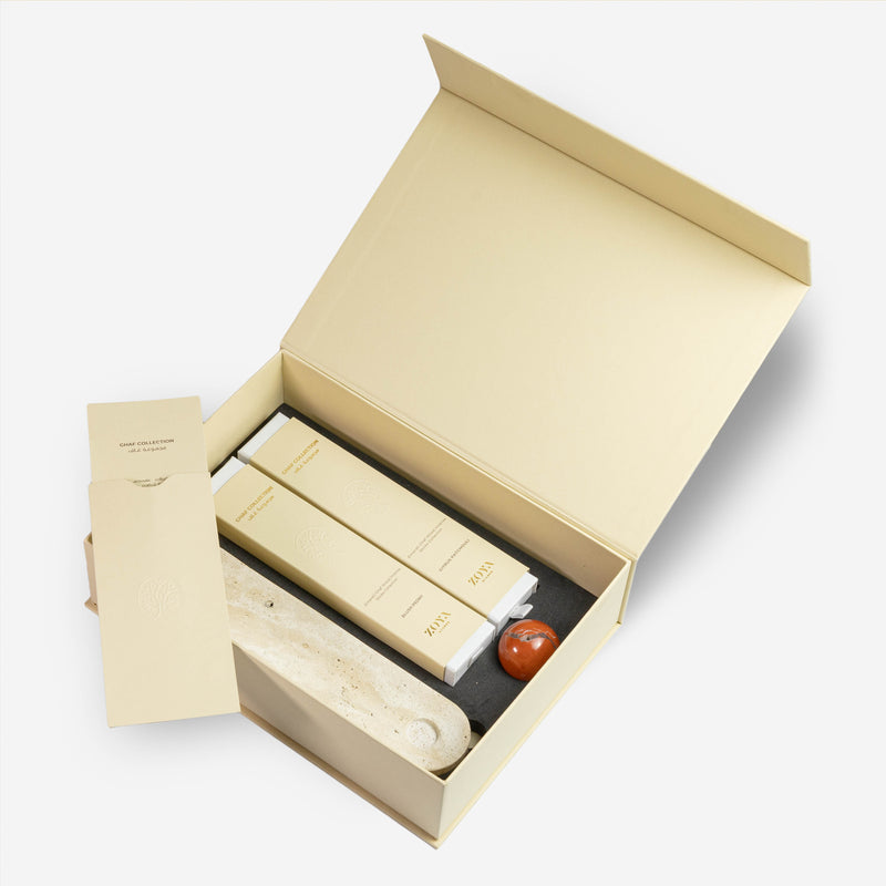 Ghaf Incense Set - Red Jasper Edition with 2 Incense: Citrus Patchouli and Blush Peony for Home