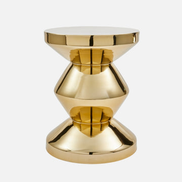 Zig Zag Metal Stool – Gold Side Table