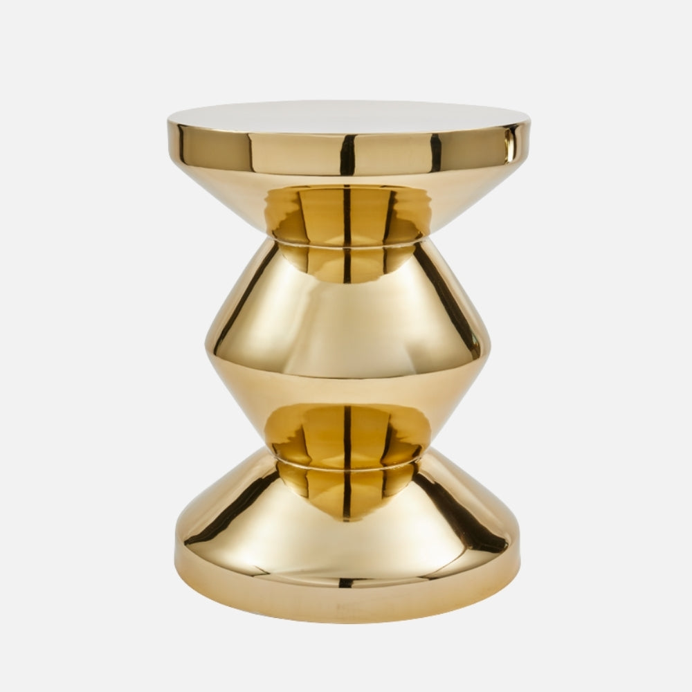 Zig Zag Metal Stool – Gold Side Table