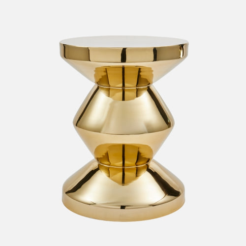 Zig Zag Metal Stool – Gold Side Table