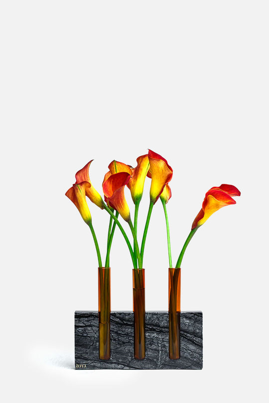 Luna Tube Glass Vase With Preserved Flower Arrangement