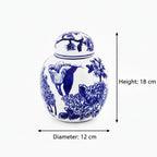 Abhika Chinoiserie Flowers Jar, 18cm, front view (2)