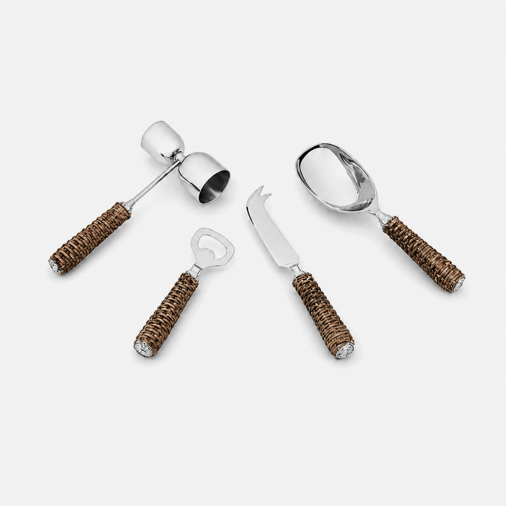 Abhika Hermiwicker Bar Tools, Set of 4, front view