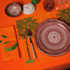 Waww La Table Oranger orange linen placemats by Aurélie Bidermann, set of four, styled on a table setting