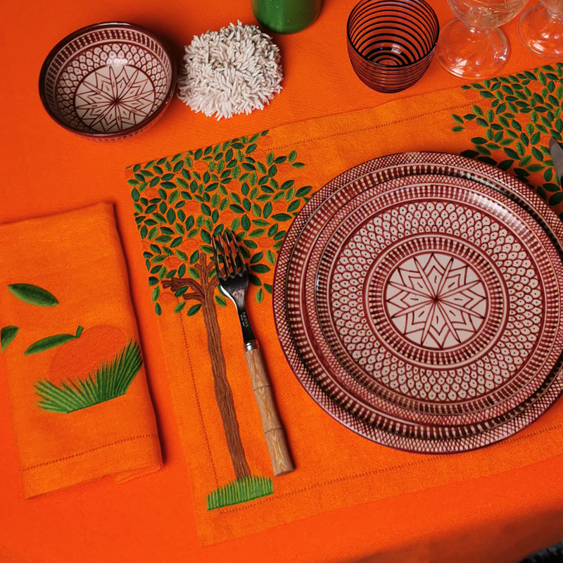 Orange Tree Placemats, Set of 4, Orange