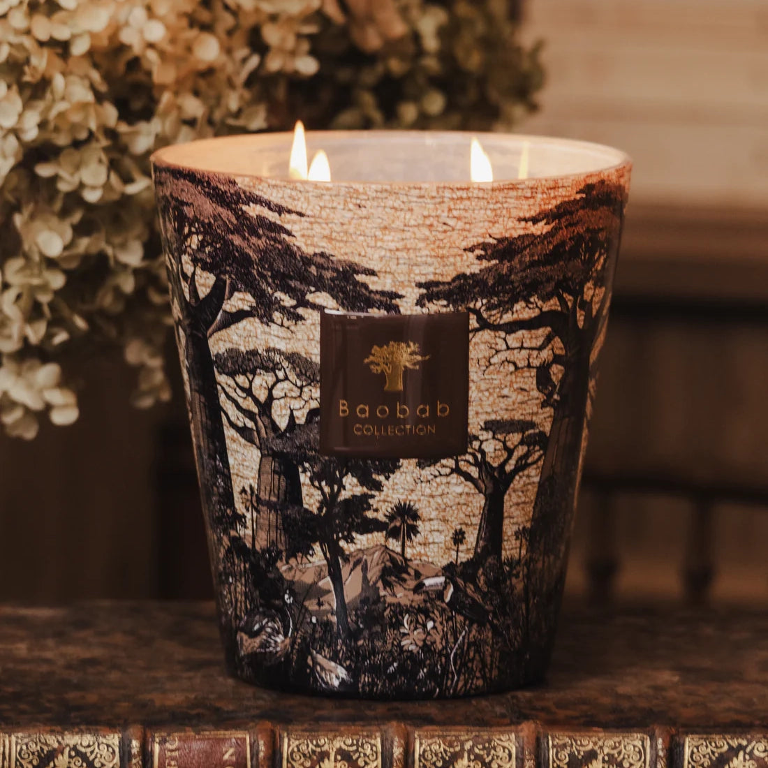 Baobab Collection Sacred Trees Mankono 7-wick scented candle in mouth-blown glass, 6.5kg, styled in a room setting (2)