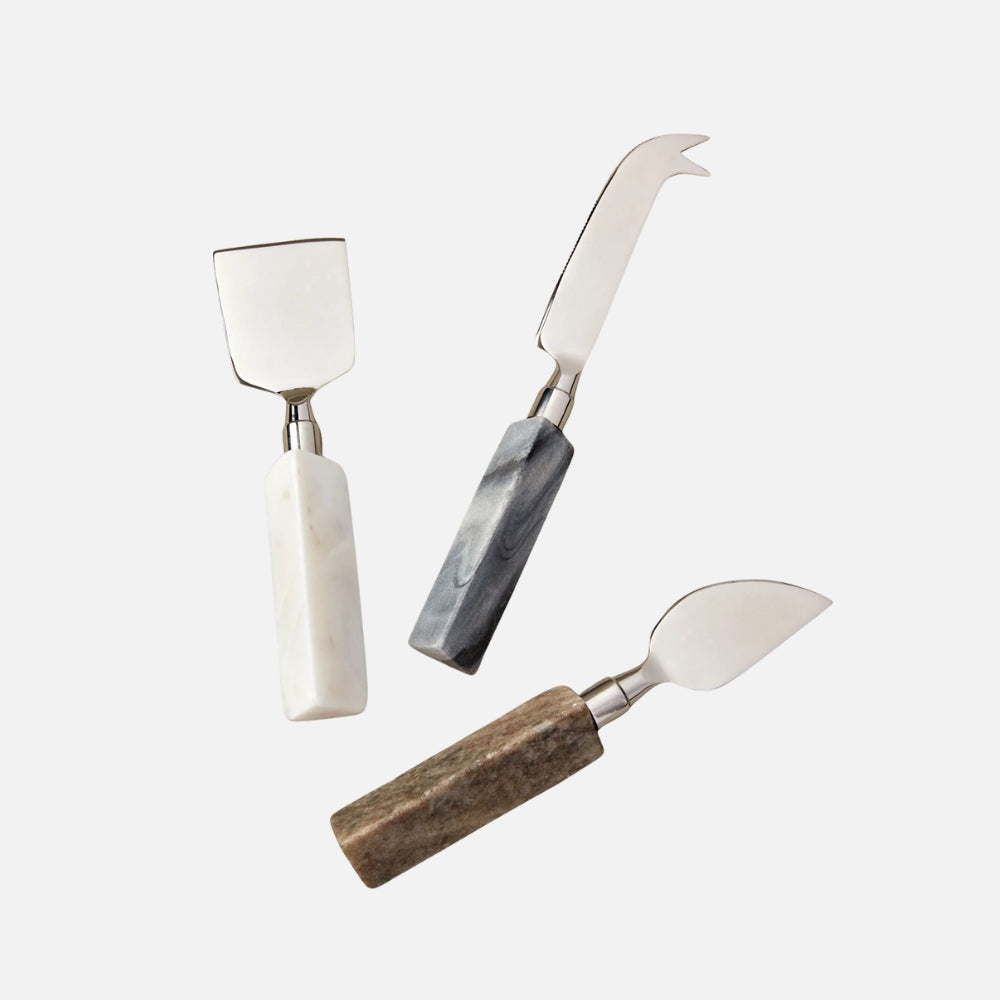 Geometric Marble Cheese Knife Set, Set of 3