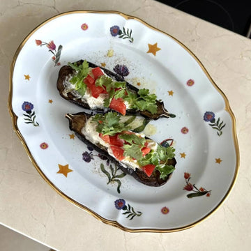 صينية بيضاوية كبيرة (طبق بيضاوي طوله 34 سم)