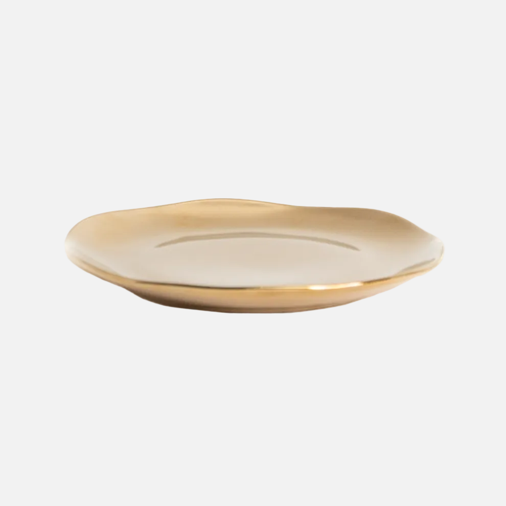 Bitossi Home Senza Tempo gold-edged porcelain underplate, 30.5cm, front view