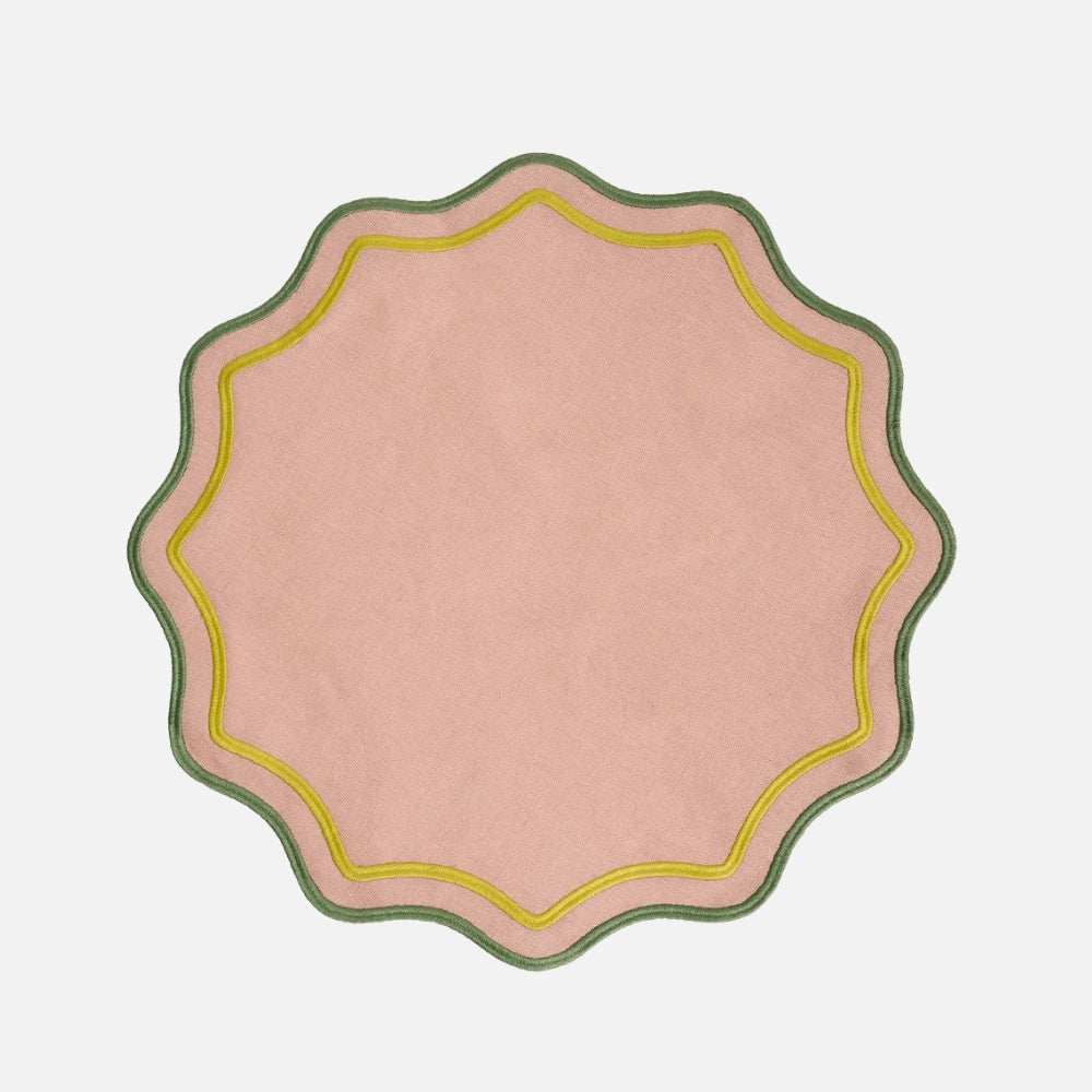 Smerlo Scalloped Placemats, Pink, 38cm, Set of 2