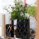 Hurricane Crystal Lamp Medium – Black Crystal Candle Holder