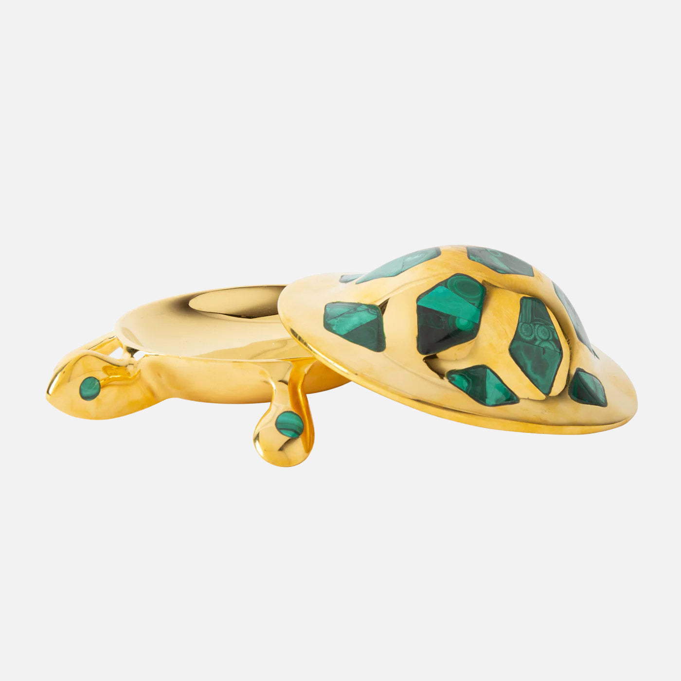 Brass Turtle Box with Malachite Inlay – Decorative Storage Accent