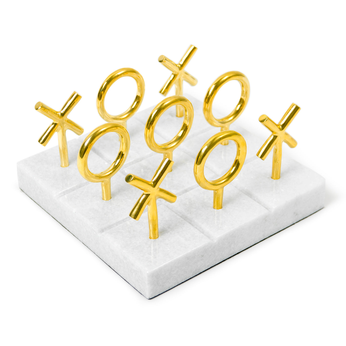 Brass Tic-Tac-Toe Set - Marble Base