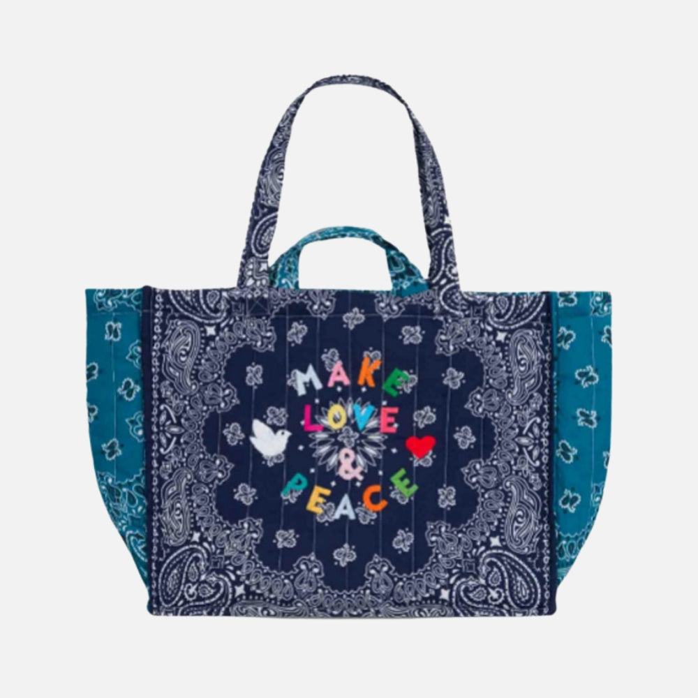 Make Love & Peace Maxi Cabas Tote, Navy