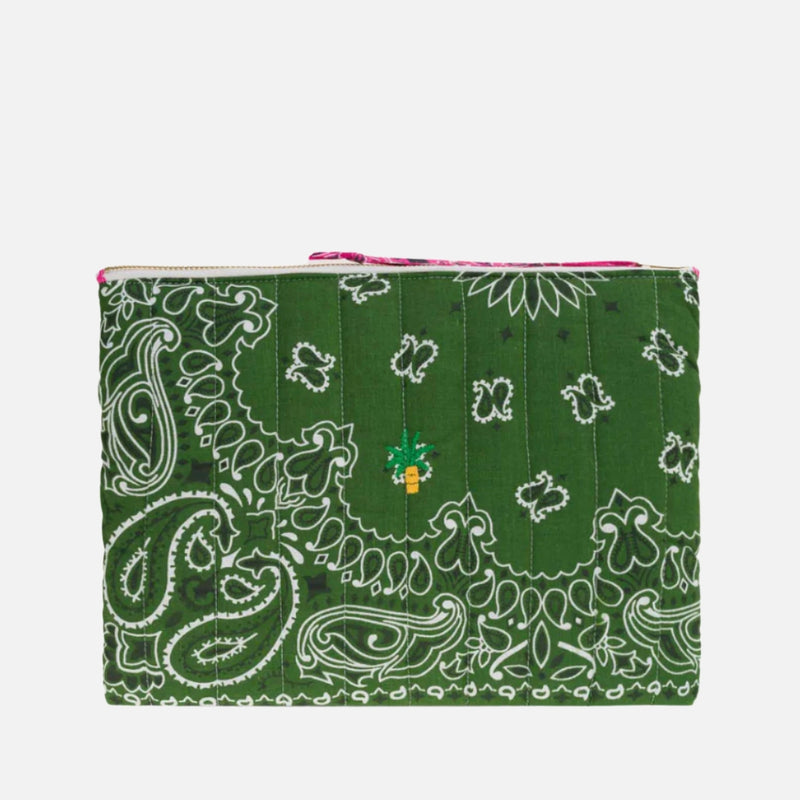 Palm Zipper Pouchette, Green