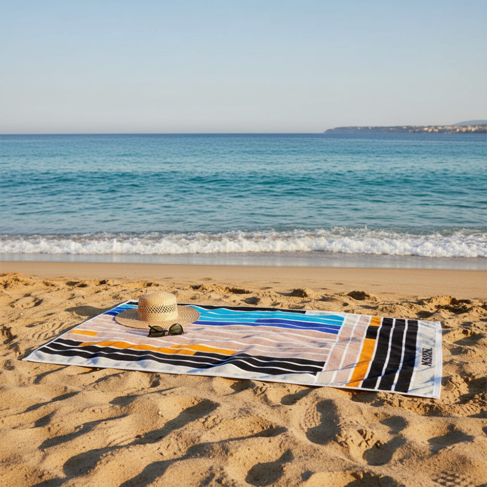 180x100cm Melody striped cotton terry beach towel