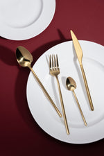 24-Piece Stainless Steel Cutlery Set – Shiny Gold Flatware