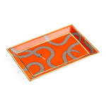 Eden Rectangular Tray - Poppy Orange Porcelain with Gold Accents