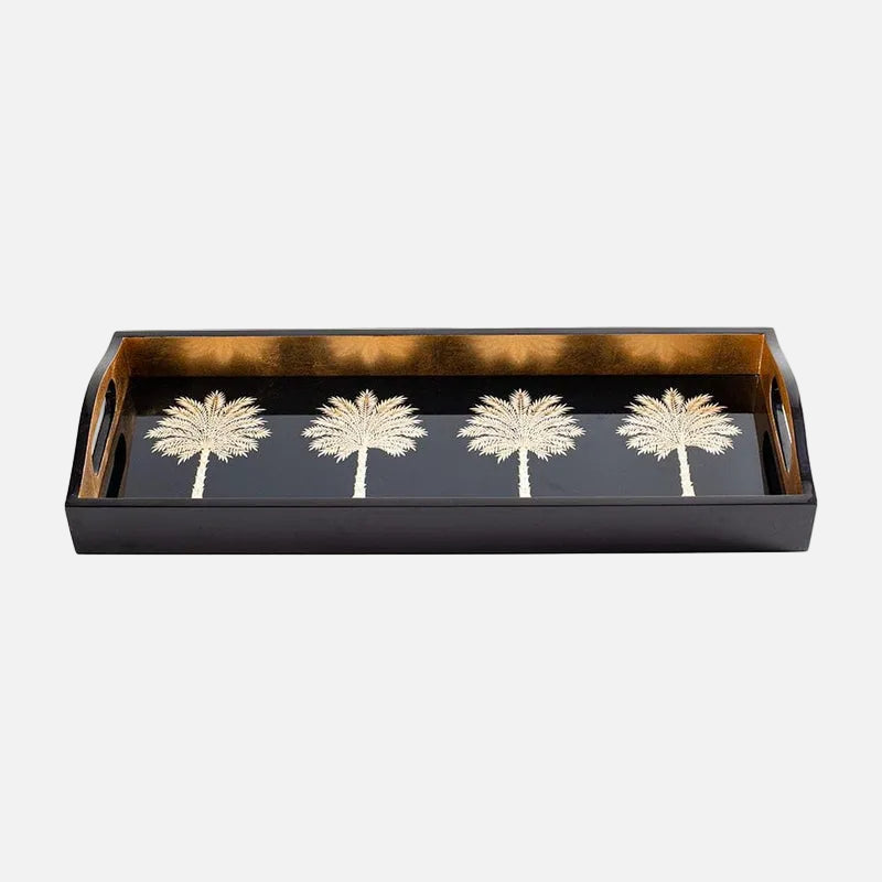 Caspari Bar tray-Black Grand palms
